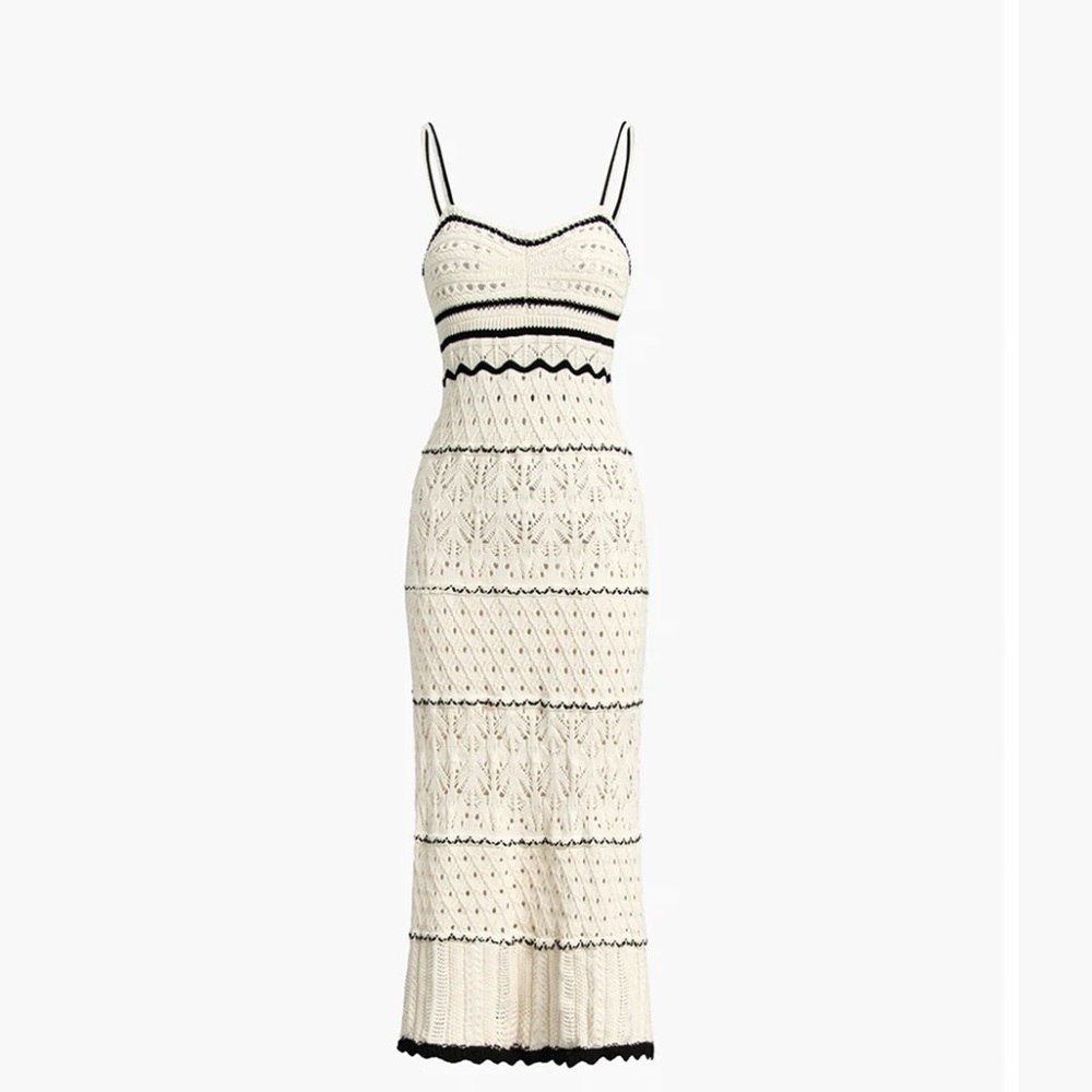 Crochet Eyelet See Through Midi Dress